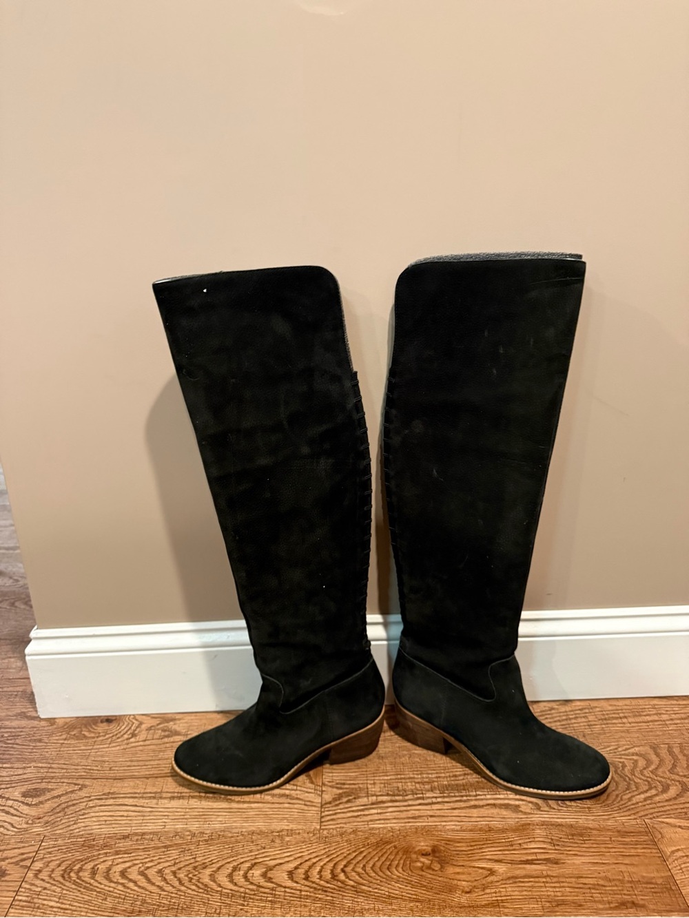 Lucky Brand Black Suede Tall Riding Boots - Classic Women's Knee-High Style